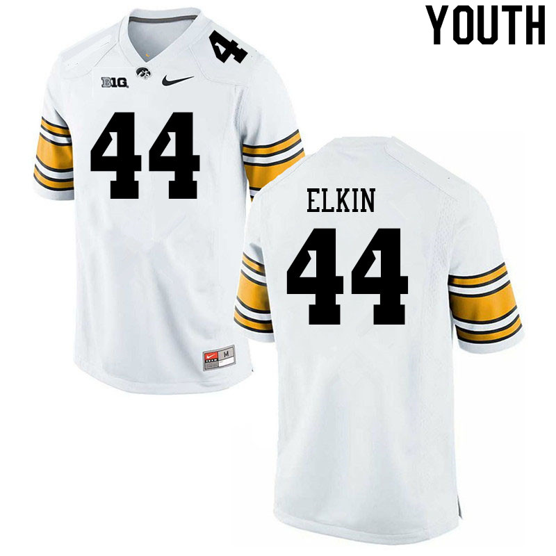 Youth #44 Luke Elkin Iowa Hawkeyes College Football Jerseys Sale-White - Click Image to Close